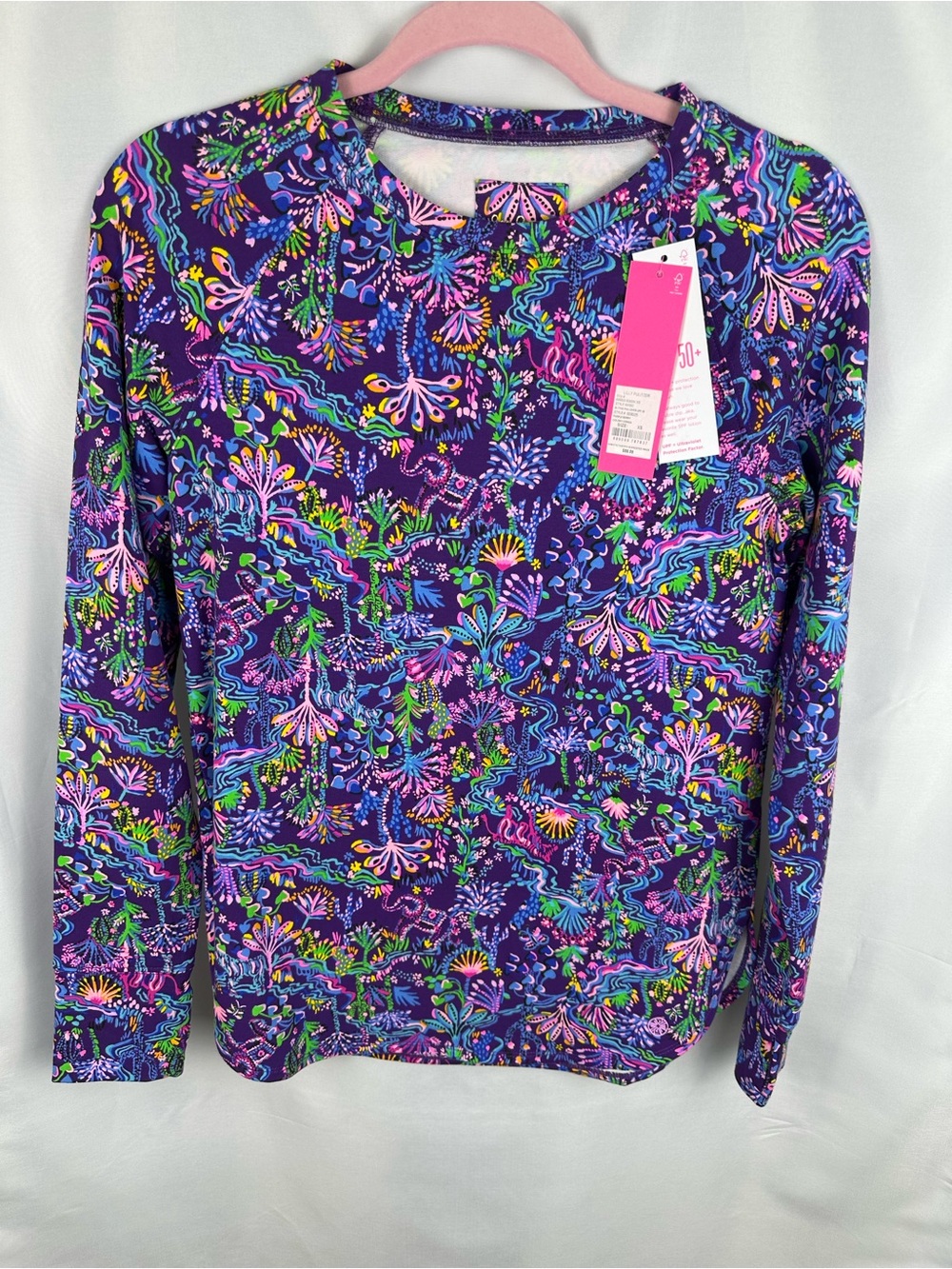 Lilly Pulitzer NWT, XS Blythe pullover UPF 50 purple berry colony conga